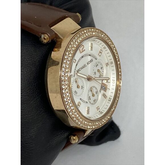 Michael Kors MK5774 Women's Brown Leather Analog White Dial Quartz Watch XX476 - Picture 5 of 12